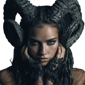 Demon-Horned Woman Vinyl Car Decal Sticker – Waterproof & UV-Resistant 3.4133333333333336"