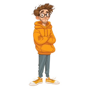 Cartoon Young Man Vinyl Car Decal Sticker – Waterproof & UV-Resistant 3.4133333333333336"