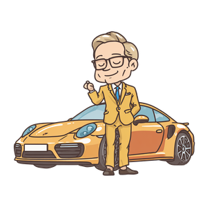 Politician With Porsche Vinyl Car Decal Sticker – Waterproof & UV-Resistant 3.4133333333333336"
