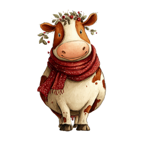 Friendly Christmas Cow Vinyl Car Decal Sticker – Waterproof & UV-Resistant 3.4133333333333336"
