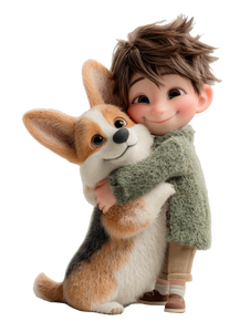 Boy Hugging Corgi V2 Vinyl Car Decal Sticker – Waterproof & UV-Resistant 4.1066666666666665"