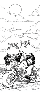 Hippos On Motorcycle Vinyl Car Decal Sticker – Waterproof & UV-Resistant 5.493333333333333"