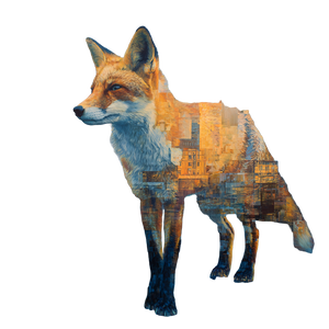 Abstract Fox Cityscape Vinyl Car Decal Sticker – Waterproof & UV-Resistant 3.4133333333333336"