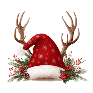 Christmas Hat Antlers Vinyl Car Decal Sticker – Waterproof & UV-Resistant 3.4133333333333336"
