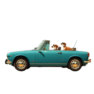 Vintage Car Dog Vinyl Car Decal Sticker – Waterproof & UV-Resistant 3.4133333333333336"