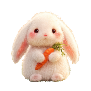 Fluffy Bunny Carrot Hug Vinyl Car Decal Sticker – Waterproof & UV-Resistant 3.4133333333333336"