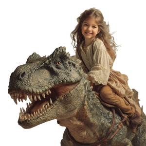 Girl Riding Dinosaur V2 Vinyl Car Decal Sticker – Waterproof & UV-Resistant 3.4133333333333336"