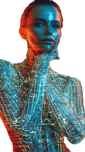Holographic Futuristic Woman Vinyl Car Decal Sticker – Waterproof & UV-Resistant 9.706666666666667"