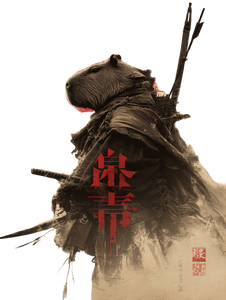 Samurai Capybara V7 Vinyl Car Decal Sticker – Waterproof & UV-Resistant 8.213333333333333"