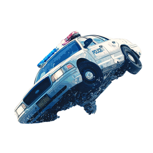 Overturning Police Car Vinyl Car Decal Sticker – Waterproof & UV-Resistant 3.4133333333333336"