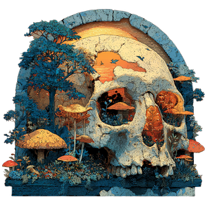 Surreal Skull Rebirth Vinyl Car Decal Sticker – Waterproof & UV-Resistant 6.826666666666667"