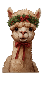 Festive Alpaca Portrait Vinyl Car Decal Sticker – Waterproof & UV-Resistant 5.12"