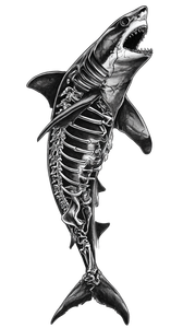 Shark Skeleton Tattoo Vinyl Car Decal Sticker – Waterproof & UV-Resistant 9.706666666666667"