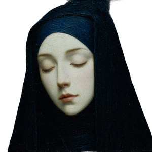 Medieval Blue-Haired Nun Vinyl Car Decal Sticker – Waterproof & UV-Resistant 6.826666666666667"