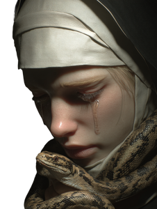 Fearful Blonde Nun Vinyl Car Decal Sticker – Waterproof & UV-Resistant 8.213333333333333"