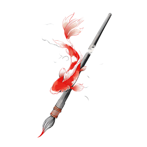 Koi Brush Painting Vinyl Car Decal Sticker – Waterproof & UV-Resistant 3.4133333333333336"