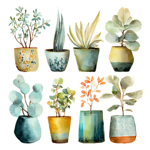 Watercolor Potted Plants Vinyl Car Decal Sticker – Waterproof & UV-Resistant 3.4133333333333336"