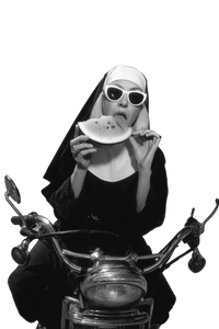 Nun On Motorcycle Vinyl Car Decal Sticker – Waterproof & UV-Resistant 4.4