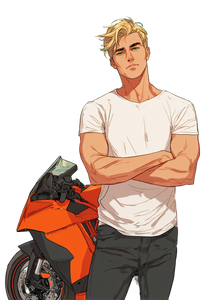 Handsome Blond Biker Vinyl Car Decal Sticker – Waterproof & UV-Resistant 4.32"