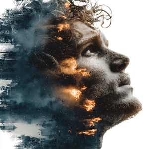Fiery Male Portrait Vinyl Car Decal Sticker – Waterproof & UV-Resistant 6.826666666666667"