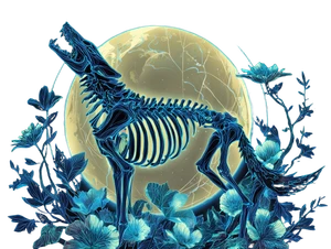 Skeletal Moon Wolf Vinyl Car Decal Sticker – Waterproof & UV-Resistant 3.0933333333333333"