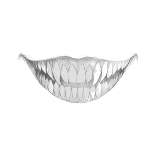 Fanged Grin Vinyl Car Decal Sticker – Waterproof & UV-Resistant 3.4133333333333336"