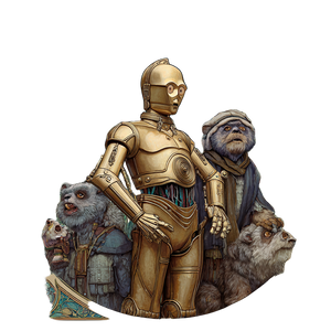 C3Po With Ewoks Vinyl Car Decal Sticker – Waterproof & UV-Resistant 3.4133333333333336"