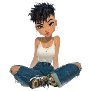 Chibi African American Girl Vinyl Car Decal Sticker – Waterproof & UV-Resistant 3.4133333333333336"