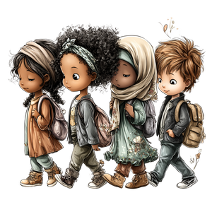 Colorful Kids Walking Vinyl Car Decal Sticker – Waterproof & UV-Resistant 6.826666666666667"