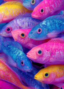 Colorful Fish Swarm Vinyl Car Decal Sticker – Waterproof & UV-Resistant 4.32"
