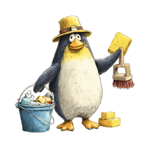 Cartoon Penguin Mechanic Vinyl Car Decal Sticker – Waterproof & UV-Resistant 3.4133333333333336"