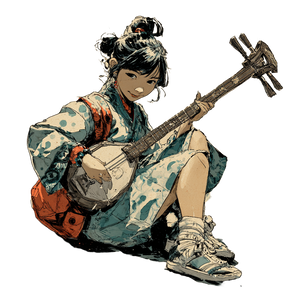 Japanese Girl Guitar Vinyl Car Decal Sticker – Waterproof & UV-Resistant 3.4133333333333336"