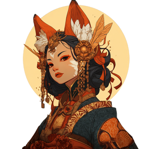 Kitsune Priestess Vinyl Car Decal Sticker – Waterproof & UV-Resistant 3.4133333333333336"