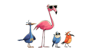 Quirky Cartoon Birds Vinyl Car Decal Sticker – Waterproof & UV-Resistant 2.72"