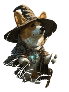 Corgi Wizard Card Vinyl Car Decal Sticker – Waterproof & UV-Resistant 8.213333333333333"