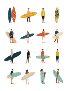 Surfers Illustration Vinyl Car Decal Sticker – Waterproof & UV-Resistant 8.213333333333333" Surfers Illustration Vinyl Car Decal Sticker – Waterproof & UV-Resistant 8.213333333333333"