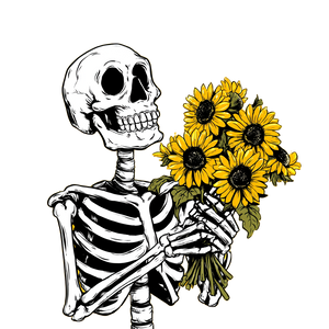Cheerful Skeleton Bouquet Vinyl Car Decal Sticker – Waterproof & UV-Resistant 3.4133333333333336"