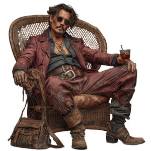 Johnny Depp Sitting Vinyl Car Decal Sticker – Waterproof & UV-Resistant 3.4133333333333336"