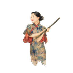 Cheongsam Flute Girl Vinyl Car Decal Sticker – Waterproof & UV-Resistant 3.4133333333333336"