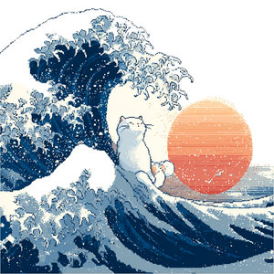 Japanese Cat Wave Vinyl Car Decal Sticker – Waterproof & UV-Resistant 3.4133333333333336"