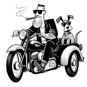 Vintage Biker Scene Vinyl Car Decal Sticker – Waterproof & UV-Resistant 3.4133333333333336"