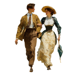 Victorian Beach Stroll Vinyl Car Decal Sticker – Waterproof & UV-Resistant 3.4133333333333336"