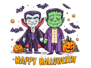 Halloween Monsters Duo Vinyl Car Decal Sticker – Waterproof & UV-Resistant 6.1866666666666665"