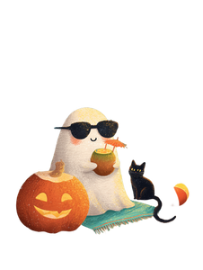 Cartoon Ghost Beach Vinyl Car Decal Sticker – Waterproof & UV-Resistant 8.213333333333333"