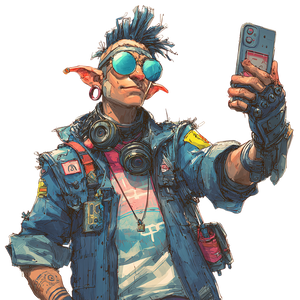 Cyberpunk Elf Selfie Vinyl Car Decal Sticker – Waterproof & UV-Resistant 3.4133333333333336"