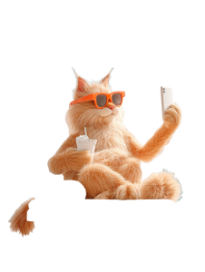 Cool Cat Selfie V4 Vinyl Car Decal Sticker – Waterproof & UV-Resistant 8.213333333333333"