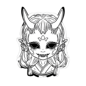 Kawaii Oni Girl Vinyl Car Decal Sticker – Waterproof & UV-Resistant 3.4133333333333336"