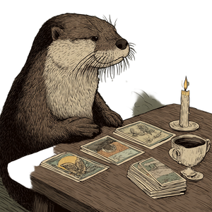 Otter Reading Tarot Vinyl Car Decal Sticker – Waterproof & UV-Resistant 3.4133333333333336"