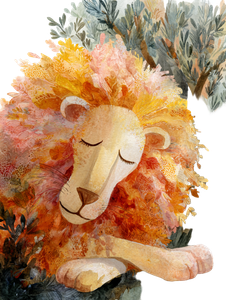 Sleeping Golden Lion Vinyl Car Decal Sticker – Waterproof & UV-Resistant 8.213333333333333"