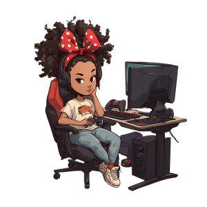 Haitian Gamer Girl Vinyl Car Decal Sticker – Waterproof & UV-Resistant 3.4133333333333336"